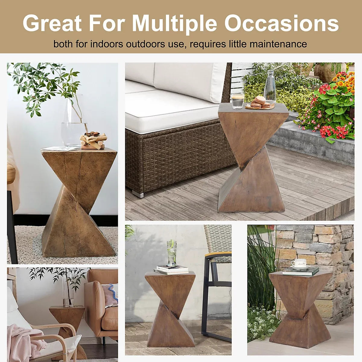 Fativo Concrete Side Table No Assembly For Living Rooms-Furniture Kingdom